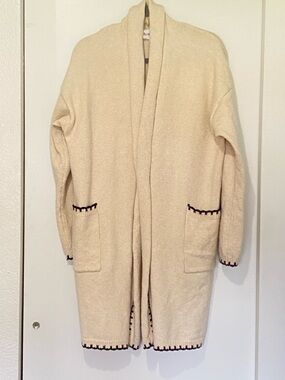 Olive & Oak Cream Open-Front Cardigan with Contrast Trim